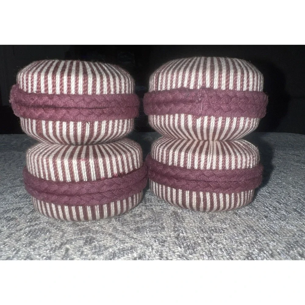 Vintage ROSE B. SMITH Red NAPKIN RINGS Set Of‎ 4 India Maroon Striped